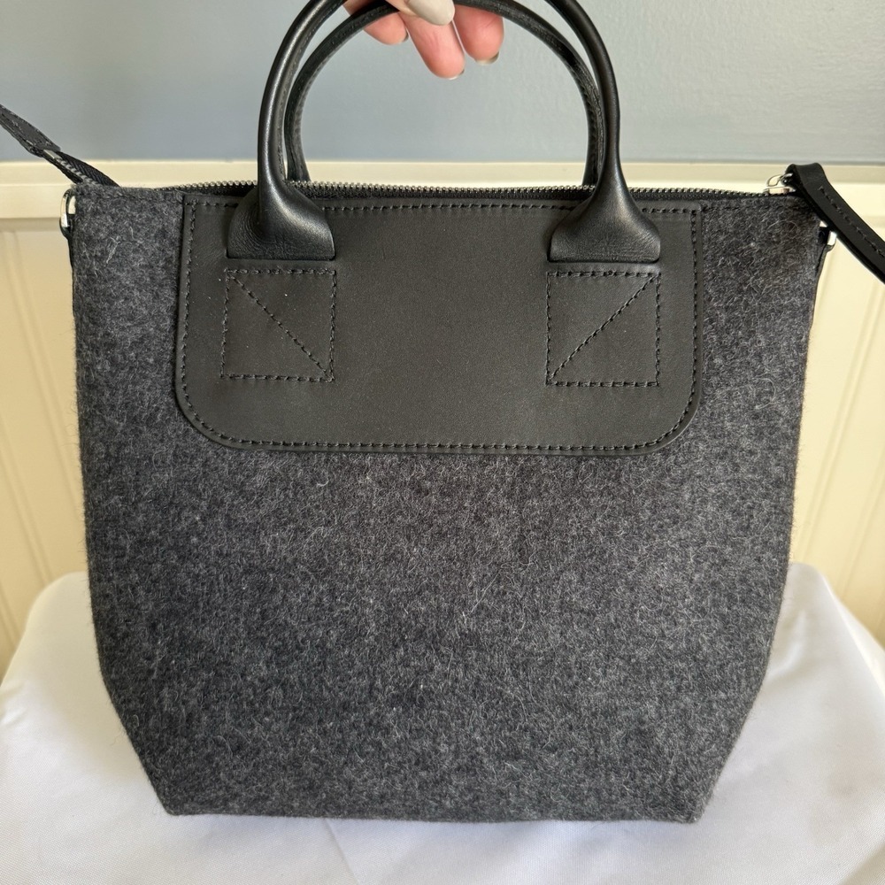 Graf Lantz Bedford Felt Convertible Crossbody Tote Bag Purse Gray Merino Wool - Picture 3 of 12